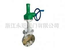 手(shǒu)動傘齒輪(lun)不鏽鋼刀(dao)閘閥PZ573W